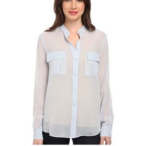 BCBG Max Azria Blue Smoke Anderson Silk Cargo Top